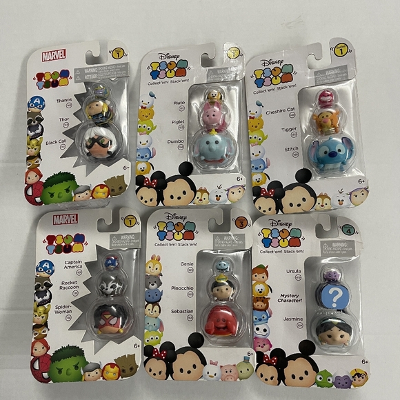 Lot Of 6 Disney & Marvel Tsum Tsum Character Packs - New - Picture 1 of 8